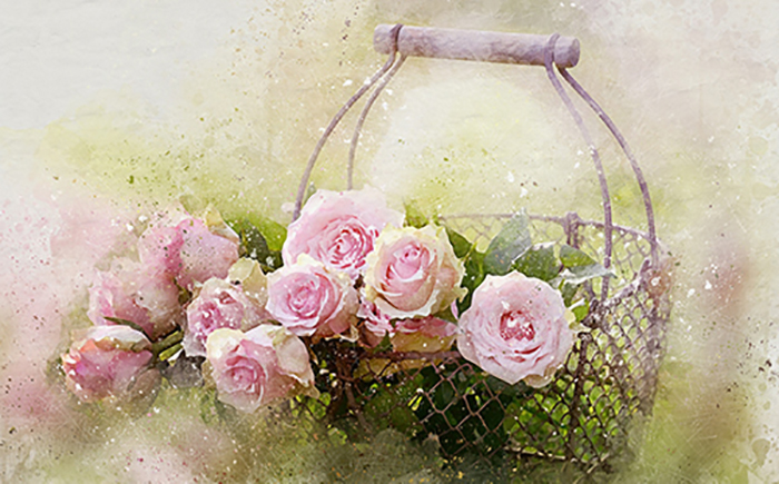 Ajándékkosarak watercolor-roses